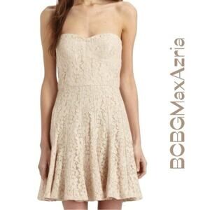 BCBGMaxAzria Strapless Cream Lace Event Party Occasion Dress Size 8